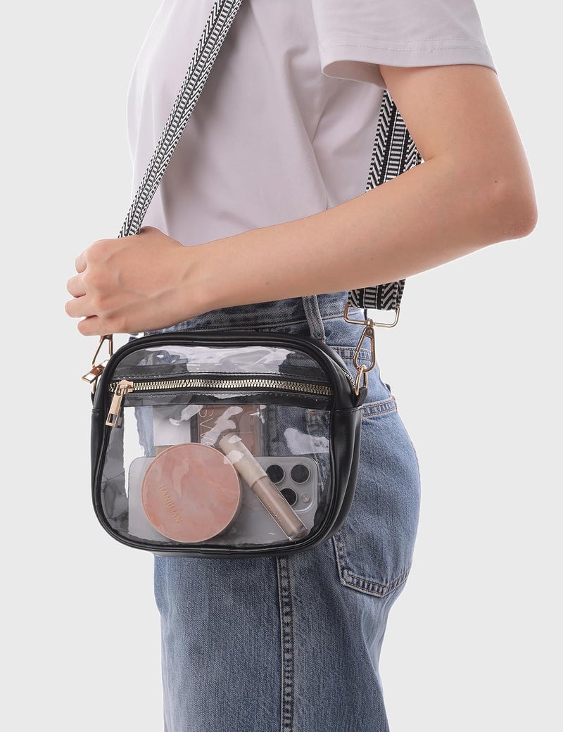 Fibrdoo Clear Bag Stadium Approved, Leather Clear Crossbody Purse Bag for Concerts Sports Events Festivals - Image 2